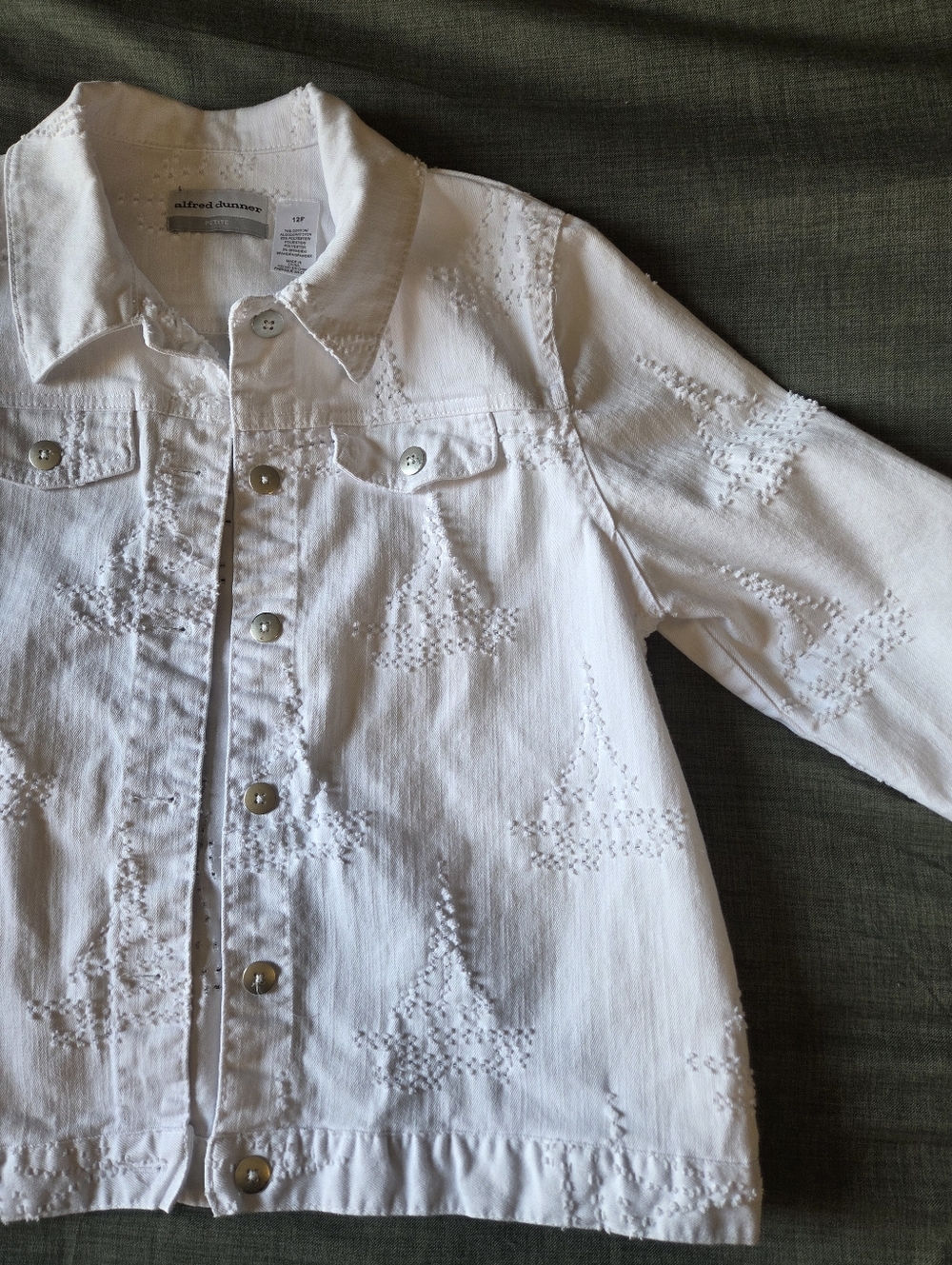 Alfred Dunner White Jean Jacket 12 Petite - Picture 3 of 7
